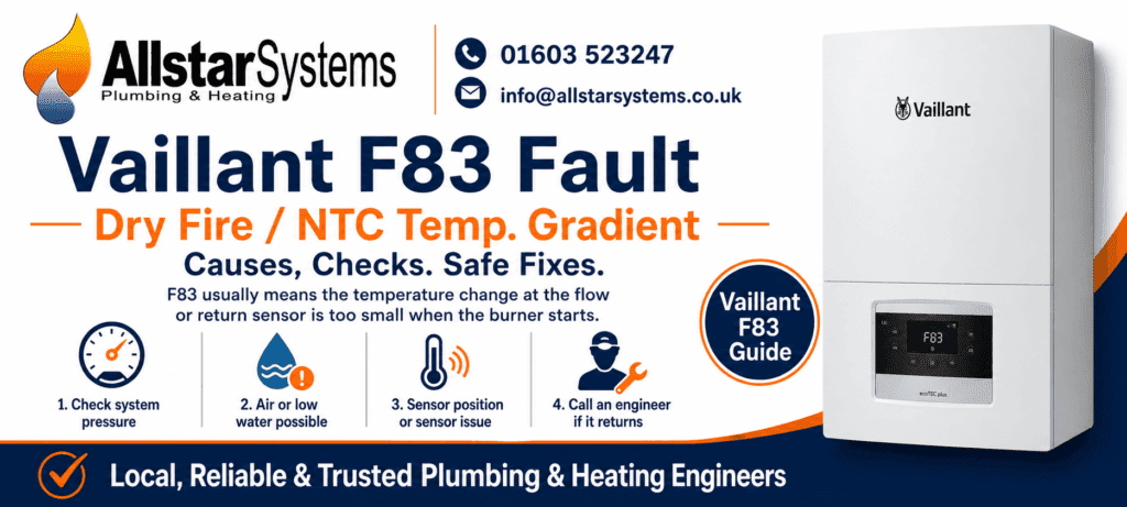 Vaillant F83 dry fire guide from Allstar Systems Plumbing and Heating