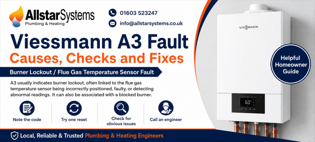 Viessmann A3 Fault: Causes, Checks and Fixes | Allstar Systems Ltd Viessmann A3 burner lockout and flue gas temperature sensor fault guide from Allstar Systems Plumbing and Heating
