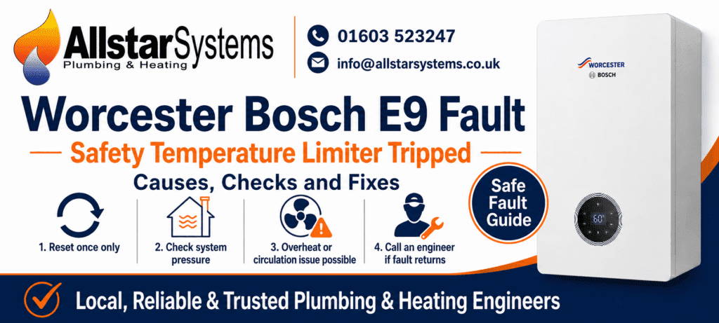 Worcester Bosch E9 safety temperature limiter fault guide from Allstar Systems Plumbing and Heating