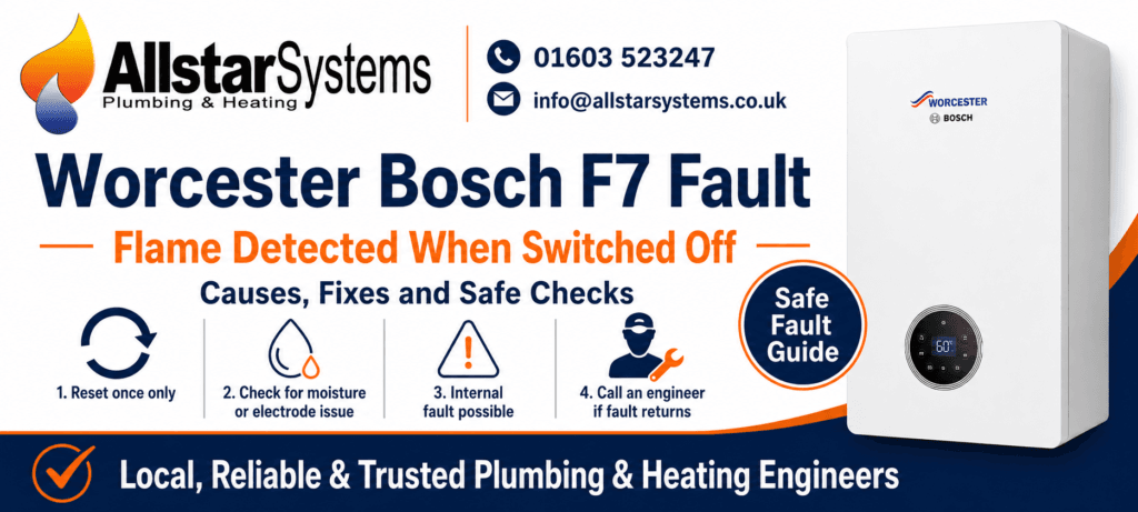 Worcester Bosch F7 flame detected when switched off guide from Allstar Systems Plumbing and Heating