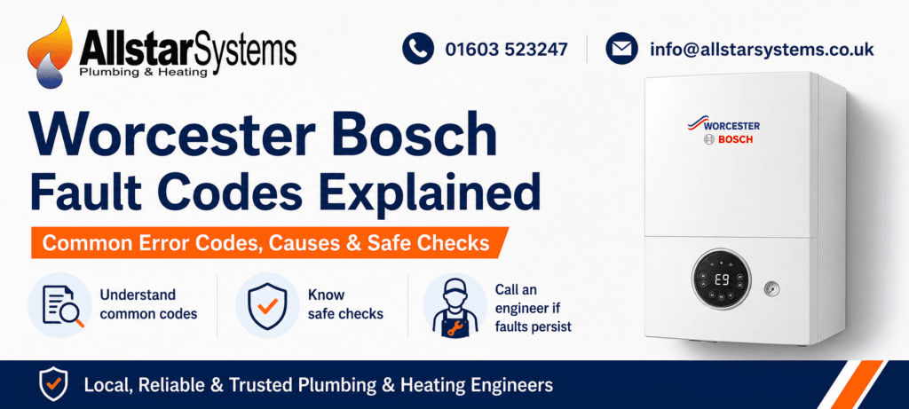 Worcester Bosch fault codes explained guide from Allstar Systems Plumbing and Heating